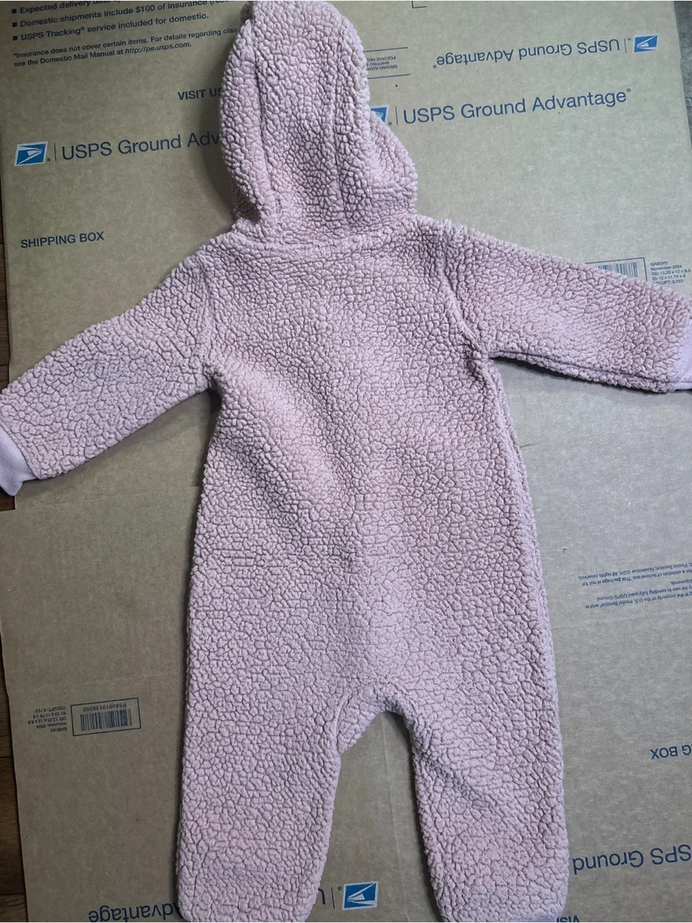 Carter's Plush Sherpa Hooded One-Piece in Dusty Pink